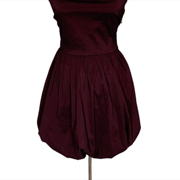 Socialite Burgundy Strapless Puff Mini Dress| Size M - Picture 7 of 9